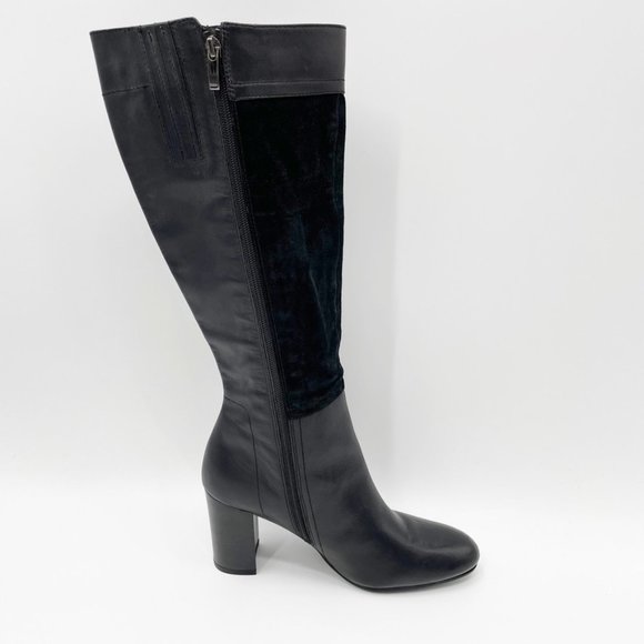 Franco Sarto Womens Black Leather & Suede Side Zip Boot Size 9.5 - Picture 3 of 13